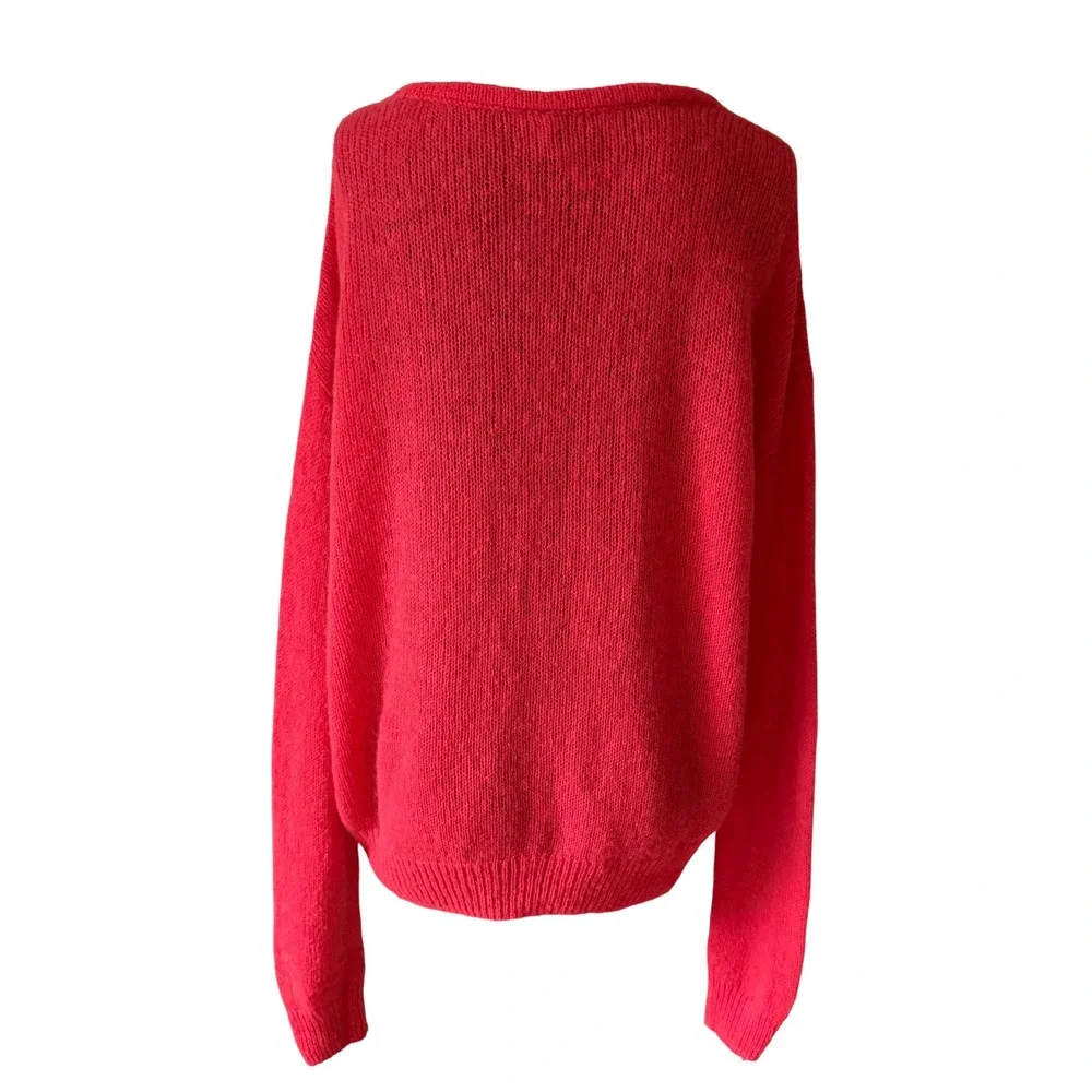 Free People Sweater Gosammer V Neck Alpaca Blend Coral Red XS